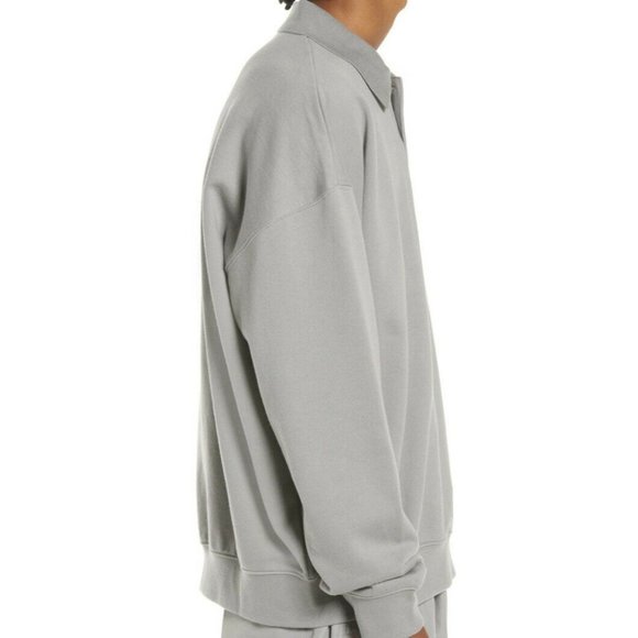 Fear Of God Essentials Logo Long Sleeve French Terry Polo Cement Gray Small - Picture 6 of 7